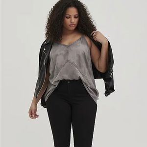 Torrid Womens NWT Gray Challis Dark Studded Swing Cami Vneck Tank Top Blouse 5